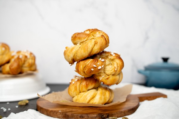 Stack of baked cardamom buns